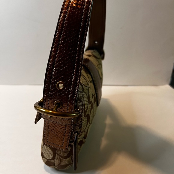 Coach Vintage 2005 Signature Flap Shoulder Bag W/Snake Skin Bronze  8K38 - Picture 5 of 15